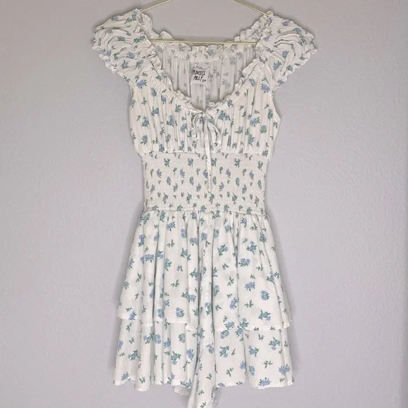 PRINCESS POLLY Romper White Floral Women’s 0 - Picture 1 of 2